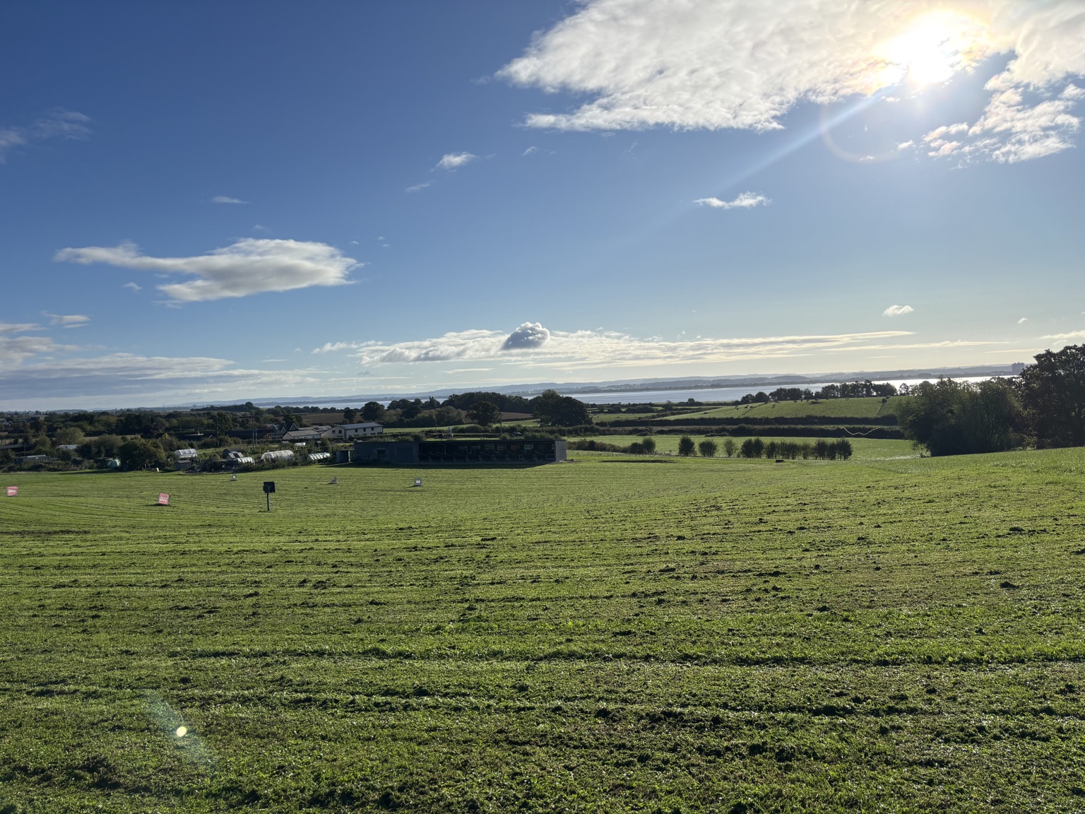 Wide countryside and Severn Estuary views from Chepstow Golf Centre